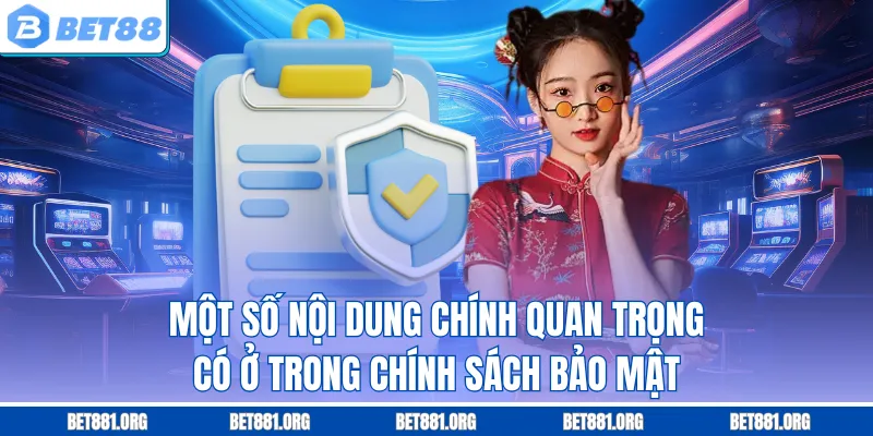 Một số nội dung chính quan trọng có ở trong chính sách bảo mật